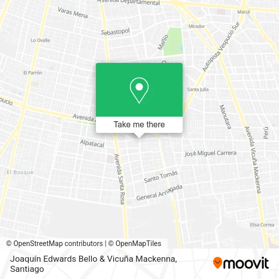 Joaquín Edwards Bello & Vicuña Mackenna map