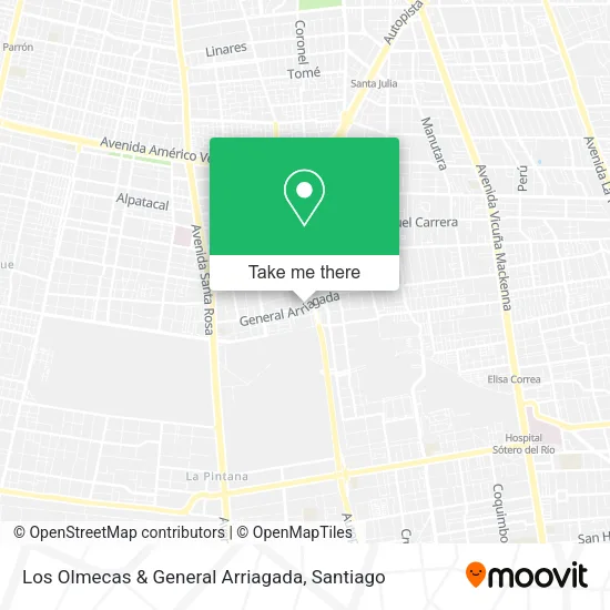 Los Olmecas & General Arriagada map
