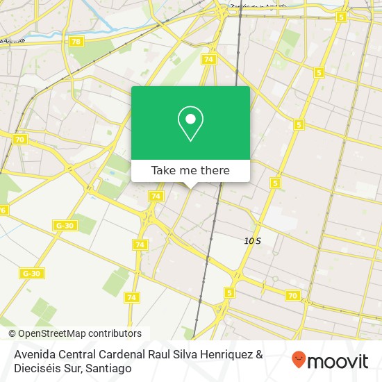 Mapa de Avenida Central Cardenal Raul Silva Henriquez & Dieciséis Sur