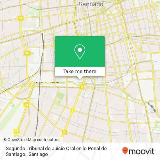 Segundo Tribunal de Juicio Oral en lo Penal de Santiago. map