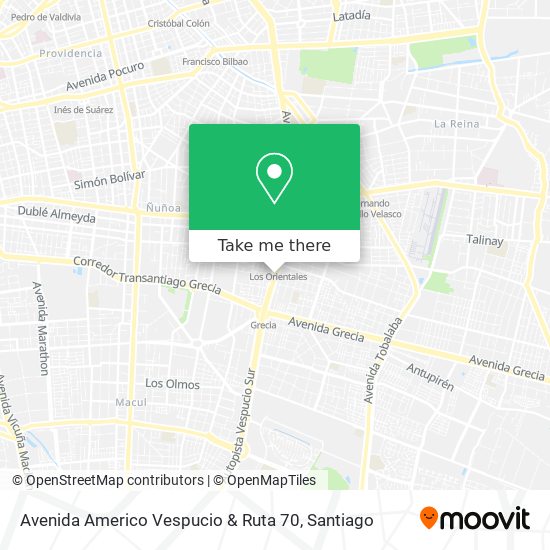 Avenida Americo Vespucio & Ruta 70 map