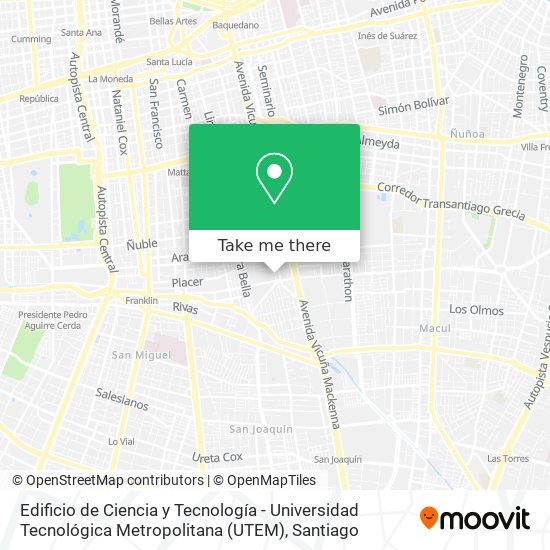 Edificio de Ciencia y Tecnología - Universidad Tecnológica Metropolitana (UTEM) map