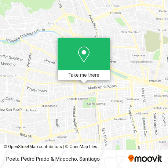 Poeta Pedro Prado & Mapocho map
