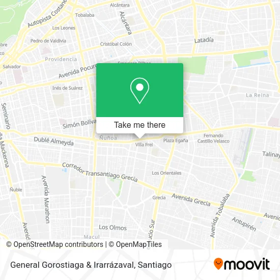 General Gorostiaga & Irarrázaval map