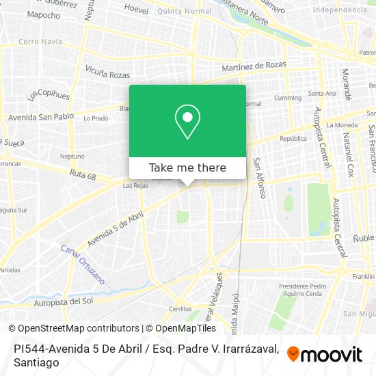 PI544-Avenida 5 De Abril / Esq. Padre V. Irarrázaval map