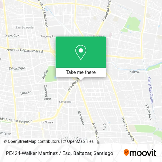PE424-Walker Martínez / Esq. Baltazar map