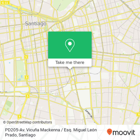 Mapa de PD205-Av. Vicuña Mackenna / Esq. Miguel León Prado