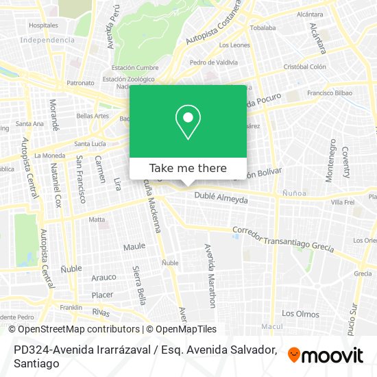 PD324-Avenida Irarrázaval / Esq. Avenida Salvador map