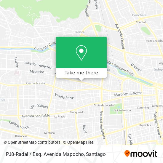 PJ8-Radal / Esq. Avenida Mapocho map