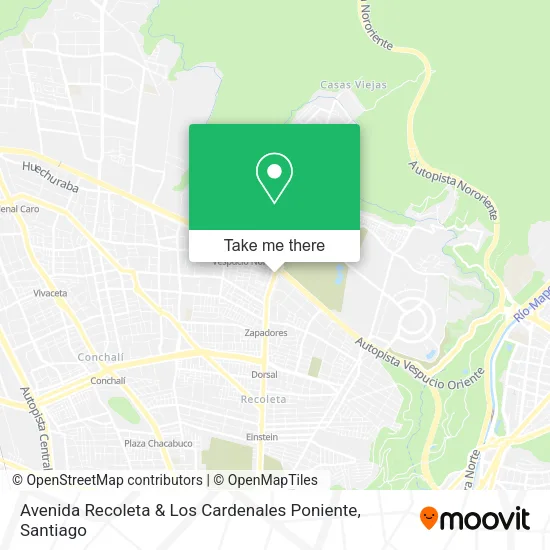 Mapa de Avenida Recoleta & Los Cardenales Poniente