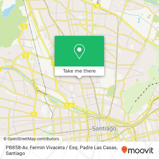 PB858-Av. Fermín Vivaceta / Esq. Padre Las Casas map