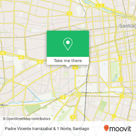 Padre Vicente Irarrázabal & 1 Norte map