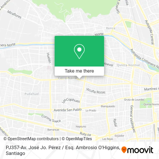 PJ357-Av. José Jo. Pérez / Esq. Ambrosio O'Higgins map