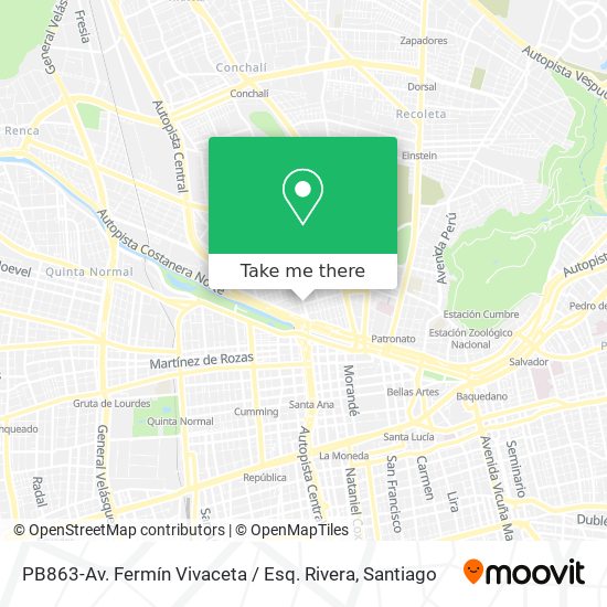 Mapa de PB863-Av. Fermín Vivaceta / Esq. Rivera