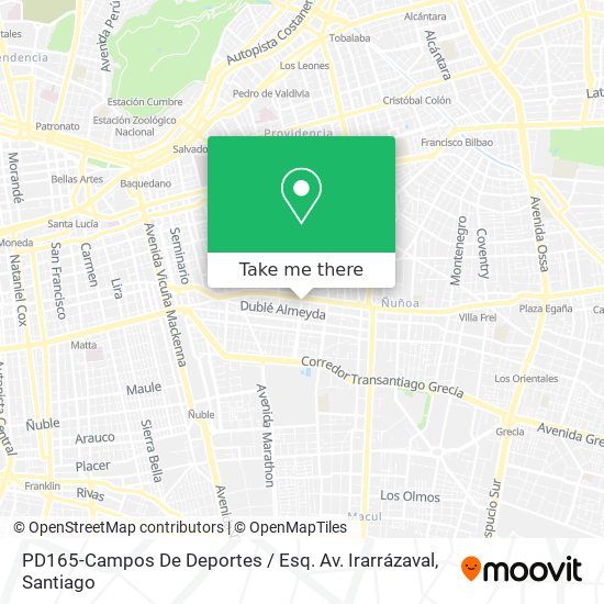 PD165-Campos De Deportes / Esq. Av. Irarrázaval map