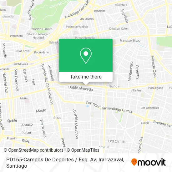 PD165-Campos De Deportes / Esq. Av. Irarrázaval map