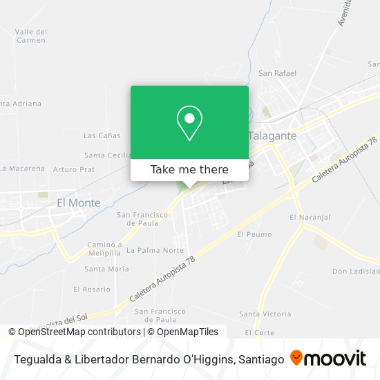 Tegualda & Libertador Bernardo O'Higgins map