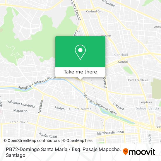 Mapa de PB72-Domingo Santa María / Esq. Pasaje Mapocho