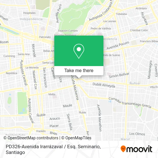 PD326-Avenida Irarrázaval / Esq. Seminario map