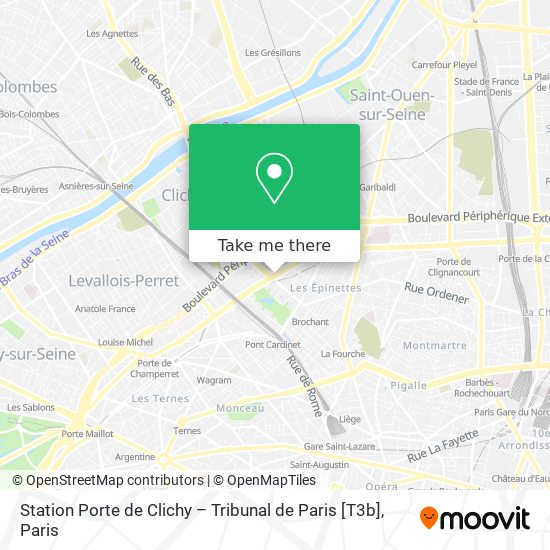 Station Porte de Clichy – Tribunal de Paris [T3b] map