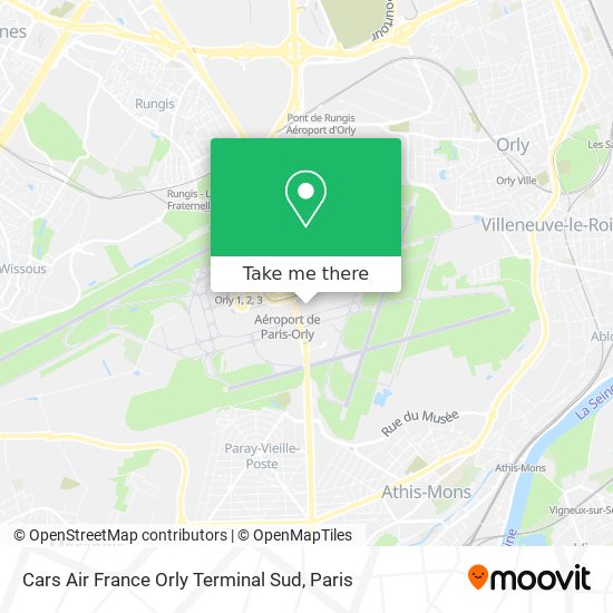 Cars Air France Orly Terminal Sud map