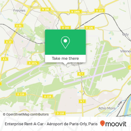 Mapa Enterprise Rent-A-Car - Aéroport de Paris-Orly