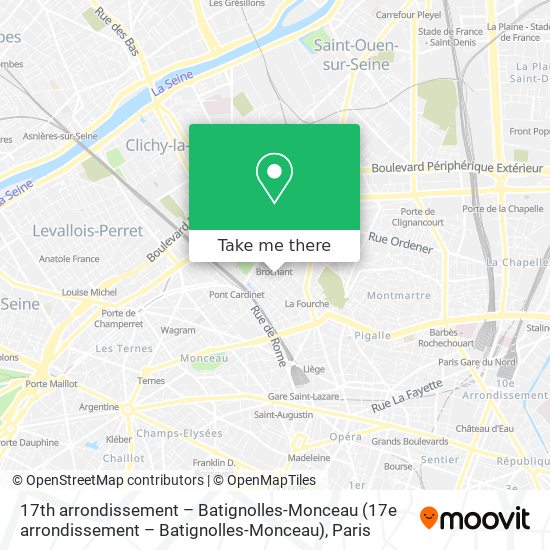 Mapa 17th arrondissement – Batignolles-Monceau