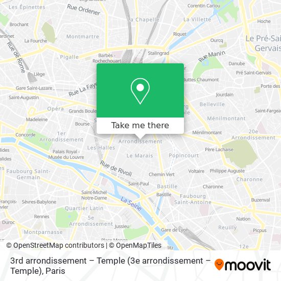 Mapa 3rd arrondissement – Temple (3e arrondissement – Temple)