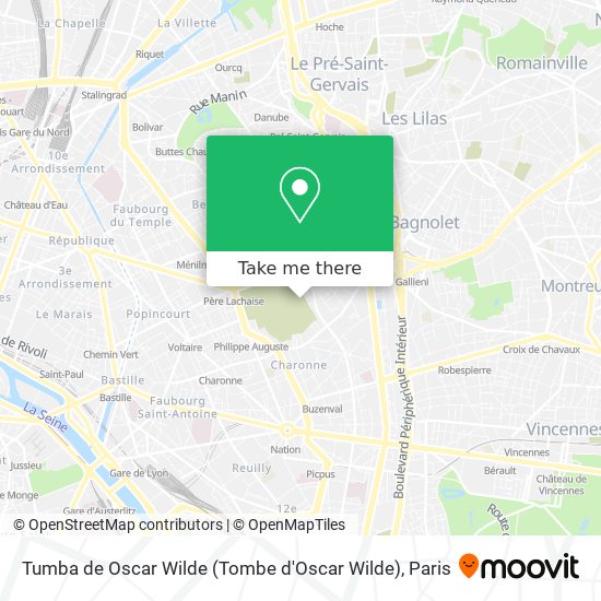 Mapa Tumba de Oscar Wilde (Tombe d'Oscar Wilde)