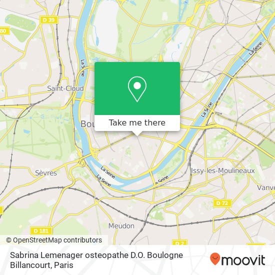 Sabrina Lemenager osteopathe D.O. Boulogne Billancourt map