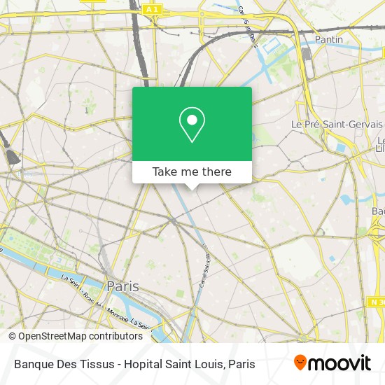 Banque Des Tissus - Hopital Saint Louis map