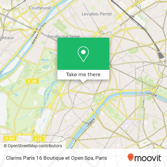 Clarins Paris 16 Boutique et Open Spa map