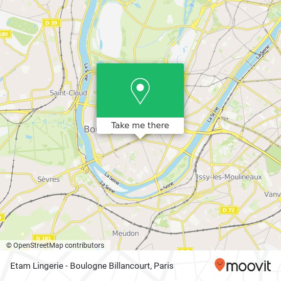 Mapa Etam Lingerie - Boulogne Billancourt
