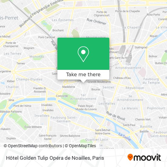 Mapa Hôtel Golden Tulip Opéra de Noailles