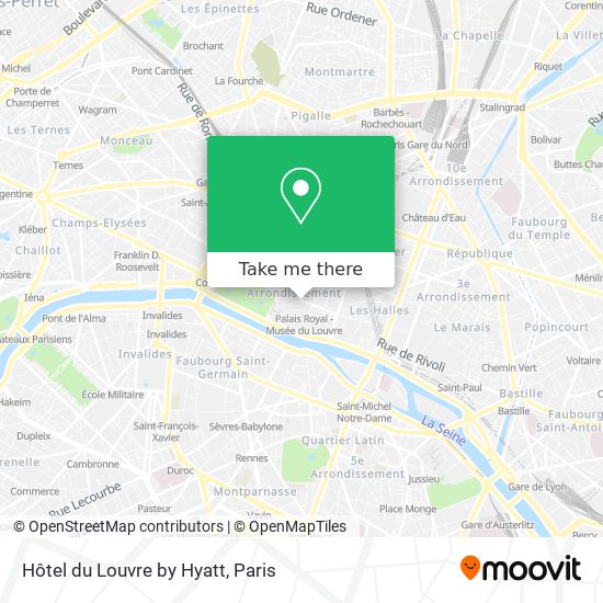 Mapa Hôtel du Louvre by Hyatt
