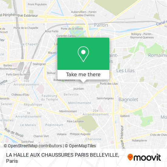 Frugal staff cowboy How to get to LA HALLE AUX CHAUSSURES PARIS BELLEVILLE in Paris by Metro,  Bus or Train?