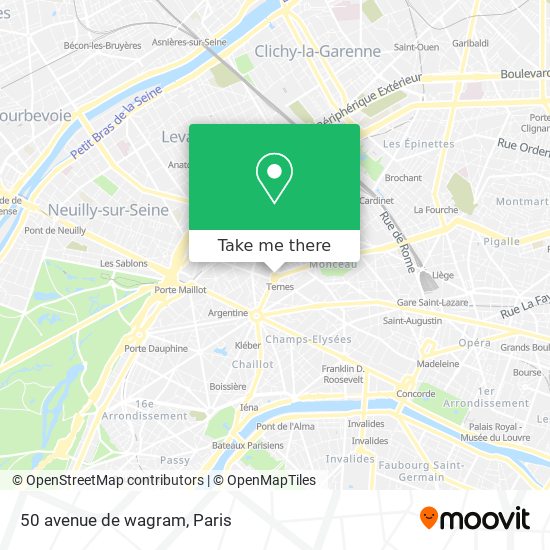 How to get to 50 avenue de wagram in Paris by Metro, Bus, Train or RER?