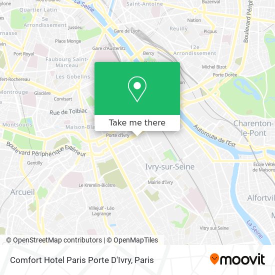 Comfort Hotel Paris Porte D'Ivry map