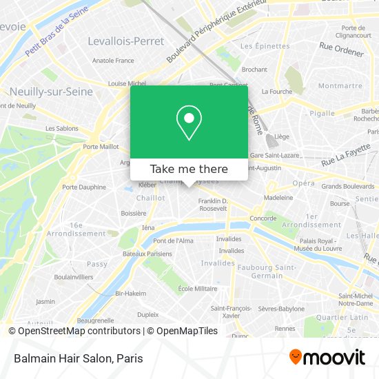 How to get Balmain Salon in Paris Bus, Metro, Train, RER or Light Rail?