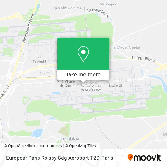 Mapa Europcar Paris Roissy Cdg Aeroport T2D