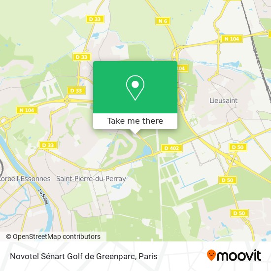 Novotel Sénart Golf de Greenparc map