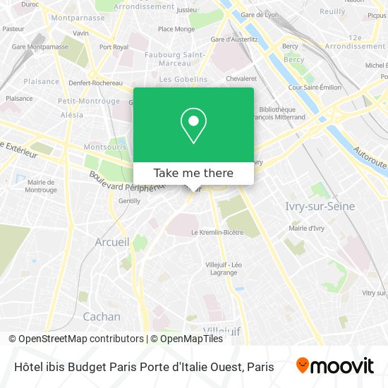 Hôtel ibis Budget Paris Porte d'Italie Ouest map