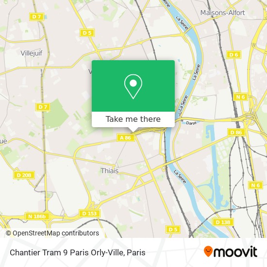 Mapa Chantier Tram 9 Paris Orly-Ville