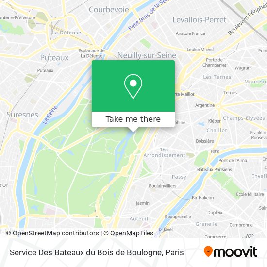 Mapa Service Des Bateaux du Bois de Boulogne