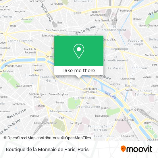 Mapa Boutique de la Monnaie de Paris