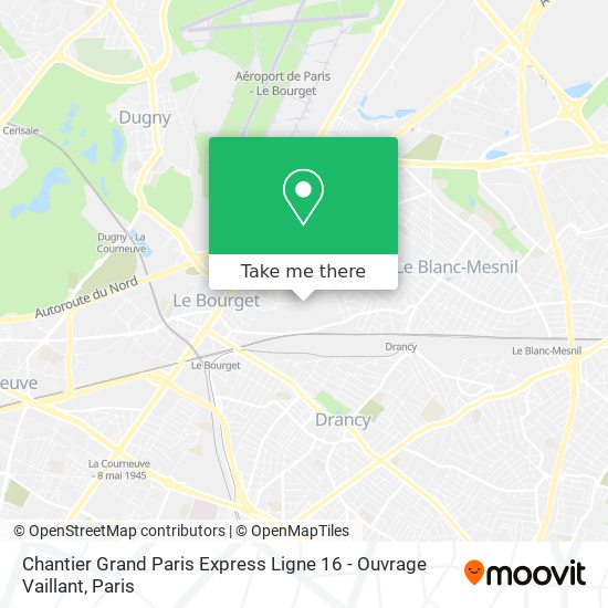Chantier Grand Paris Express Ligne 16 - Ouvrage Vaillant map