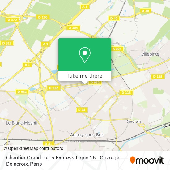 Chantier Grand Paris Express Ligne 16 - Ouvrage Delacroix map