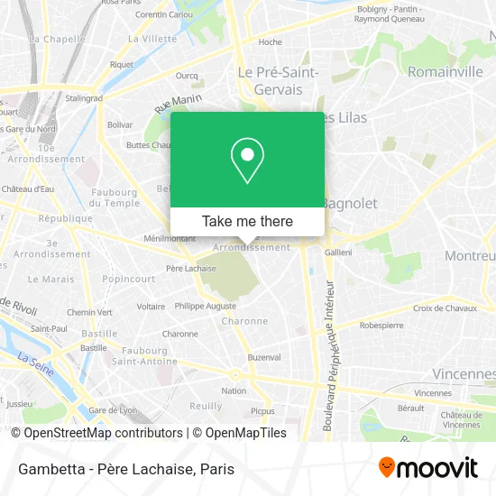 Gambetta - Père Lachaise map