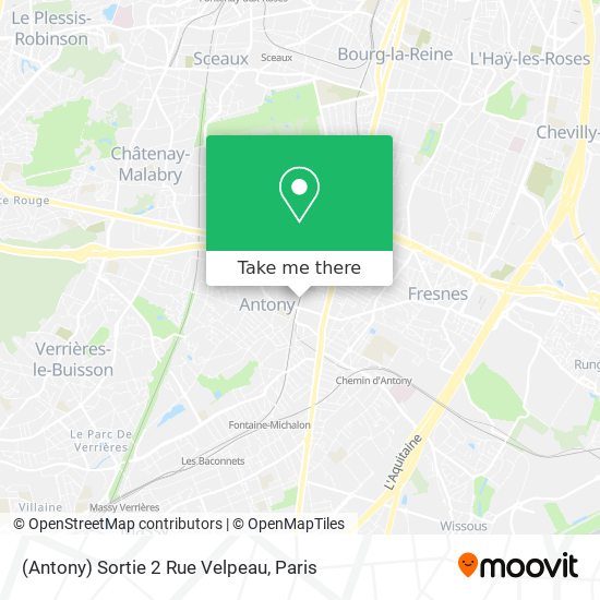 Mapa (Antony) Sortie 2 Rue Velpeau