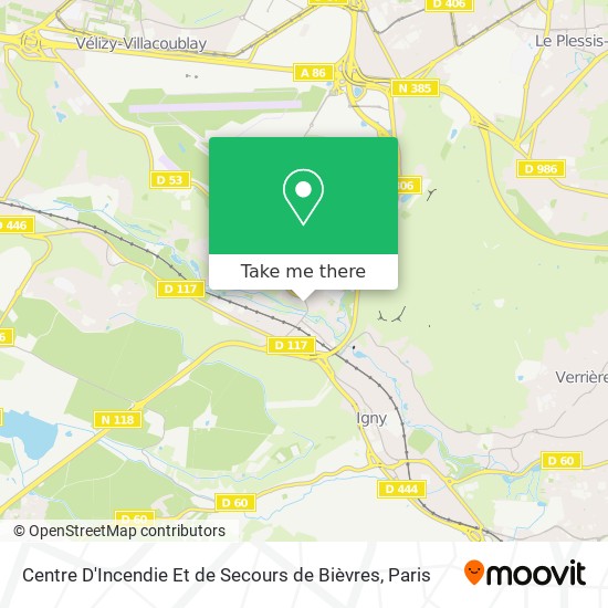 Mapa Centre D'Incendie Et de Secours de Bièvres